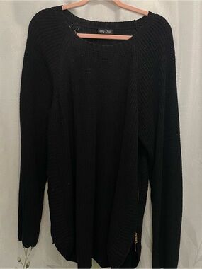 City Chic Black Ribbed Crewneck Sweater